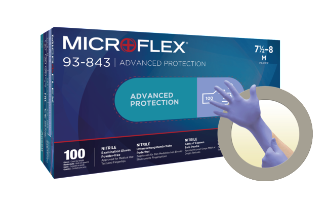 Microflex®, 93-843 Glove, Size S, Powder-Free, Nitrile - STARLAB