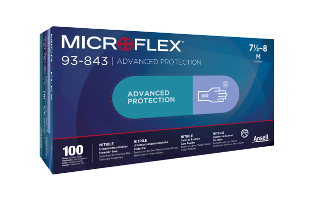 Microflex®, 93-843 Glove, Size S, Powder-Free, Nitrile - STARLAB